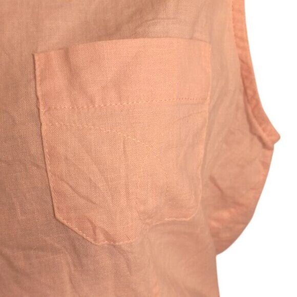 Calvin Klein Jeans Size Small Top Sleeveless Peach Button Up Blouse Linen Blend - Picture 8 of 9